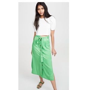 See By Chloe Button Front Belted Skirt Free Green